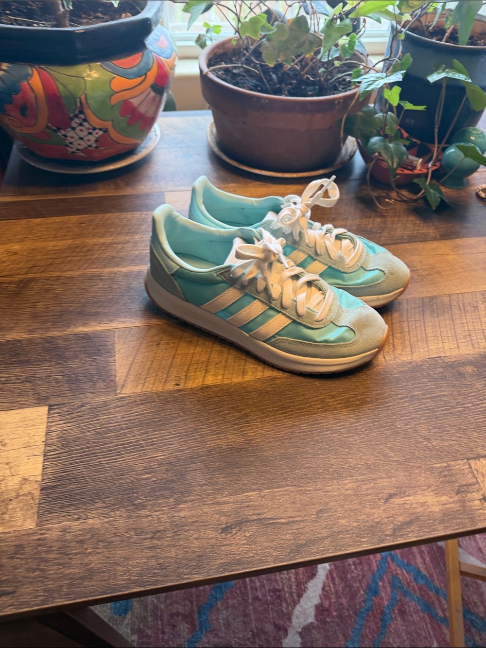 Adidas Cloudfoam Comfort Women’s Mint Teal Retro Running Sneakers - Picture 2 of 5